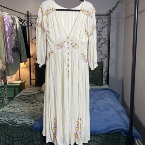 Free People Cream embroidered dress